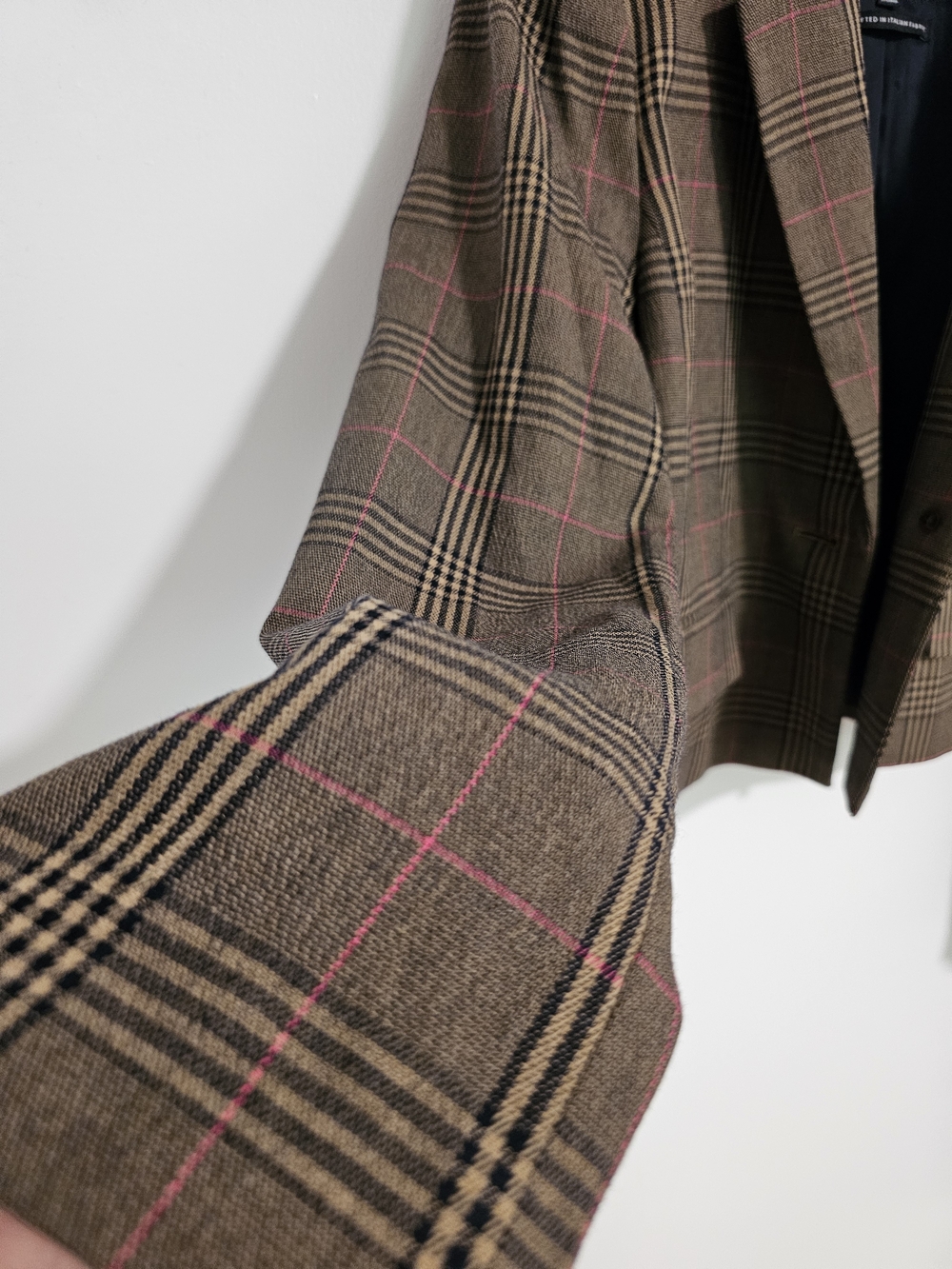 Madewell The Sutter Crop Plaid Blazer Brown Pink Size Medium Like New - Picture 7 of 11
